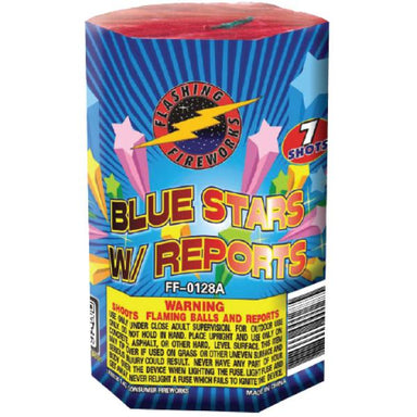Blue Stars with Report by Flashing Fireworks 