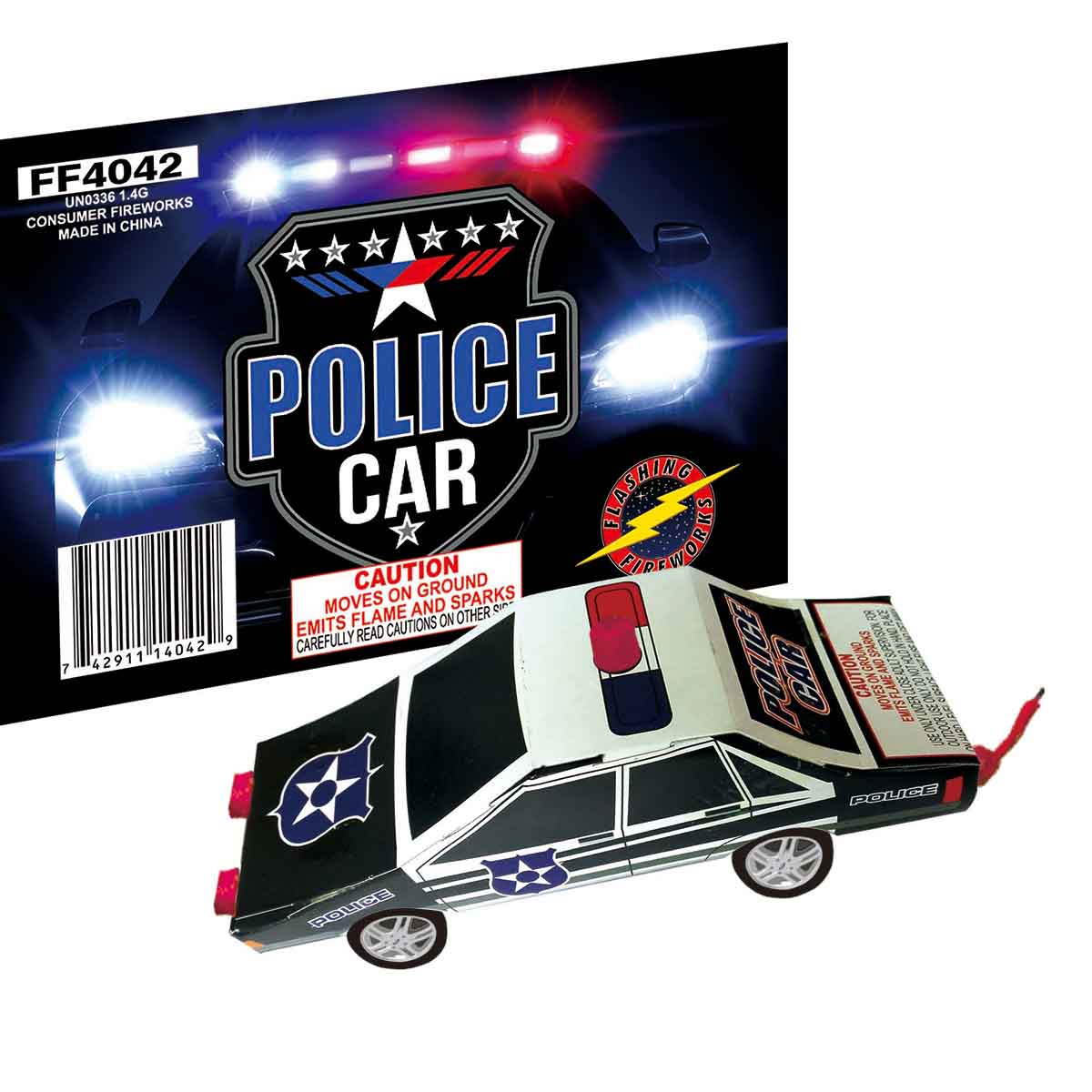 Police Car by Flashing Fireworks