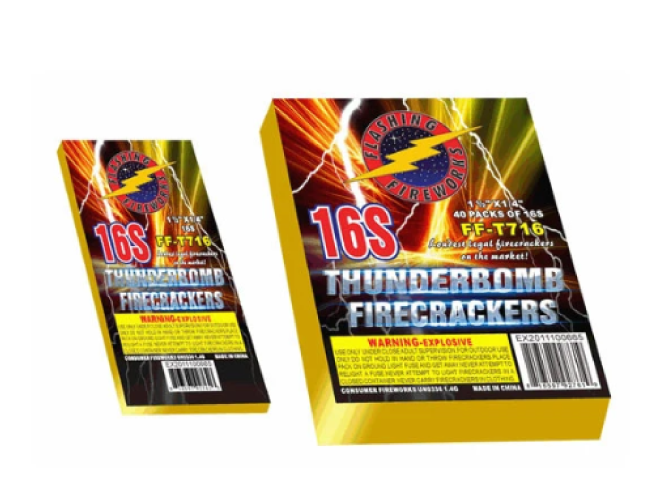 Firecracker 1.5 Inch 16 pack  (Gold Brick Firecracker) by Flashing Fireworks 